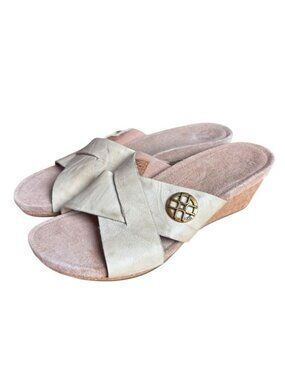 UGG Lyra Wedge Sandals in Antique White Leather - Women’s Sz 8